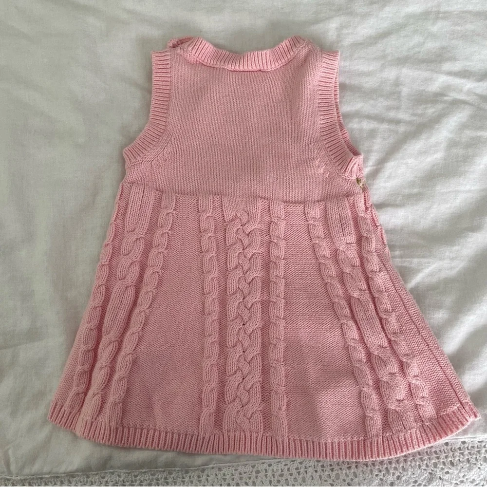 Gymboree 3-6 mo Holiday Cheer gingerbread girl pink cable knit dress 100% cotton